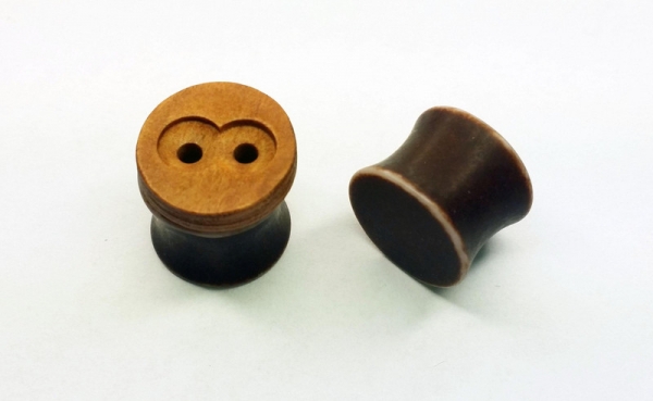 Knopf Plugs 12mm Paar 1,2cm Tunnels Plug Holz